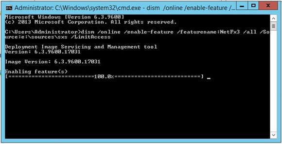 Windows Server 2012: .NET-Framwork 3.5 Feature per DISM installieren