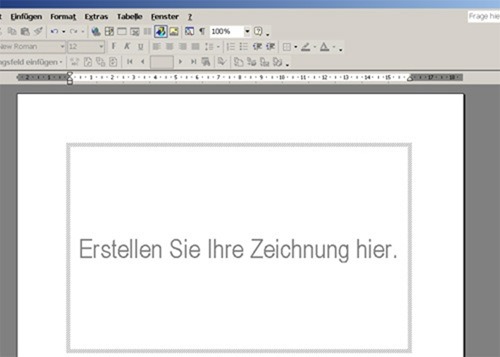 Word 2002: Vorgebenen Zeichnungsbereich deaktivieren Vordefinierter Zeichnungsbereich von Word 2002