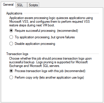 Veeam Backup & Replication: Sicherung von Transaktionsprotokollen