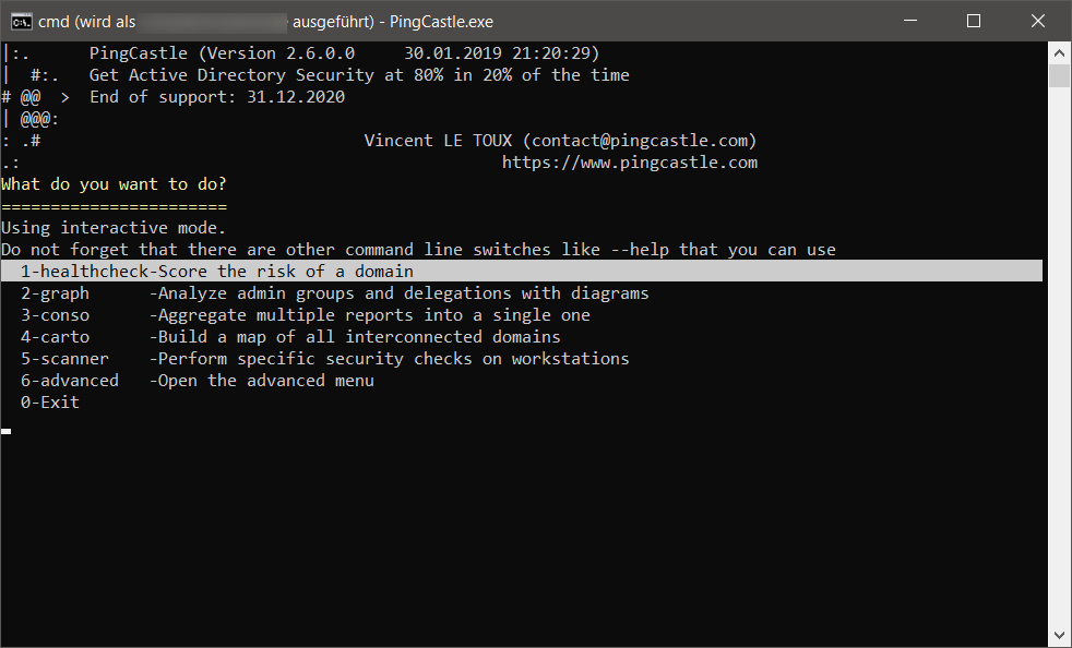 PingCastle - Sicherheitslücken im Active Directory aufspüren PingCastle: Auswahl möglicher Testszenarien